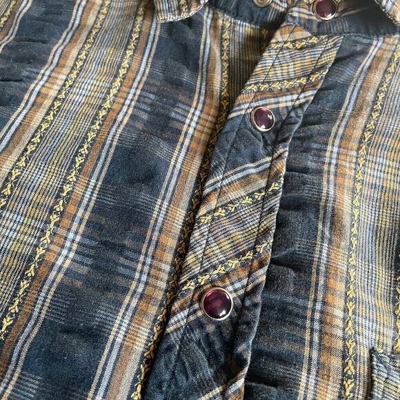 Vintage REI Plaid Western Snap Button Up Shirt Mens Small Hiking Outdoor 90s Y2K - Picture 2 of 9